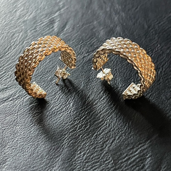 Tiffany & Co. Jewelry - Tiffany & Co. Somerset Mesh Sterling Silver Wide Hoop Earrings